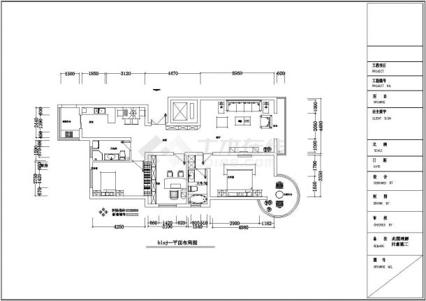 某地区两室一厅住宅装修施工图（附效果图）-图二