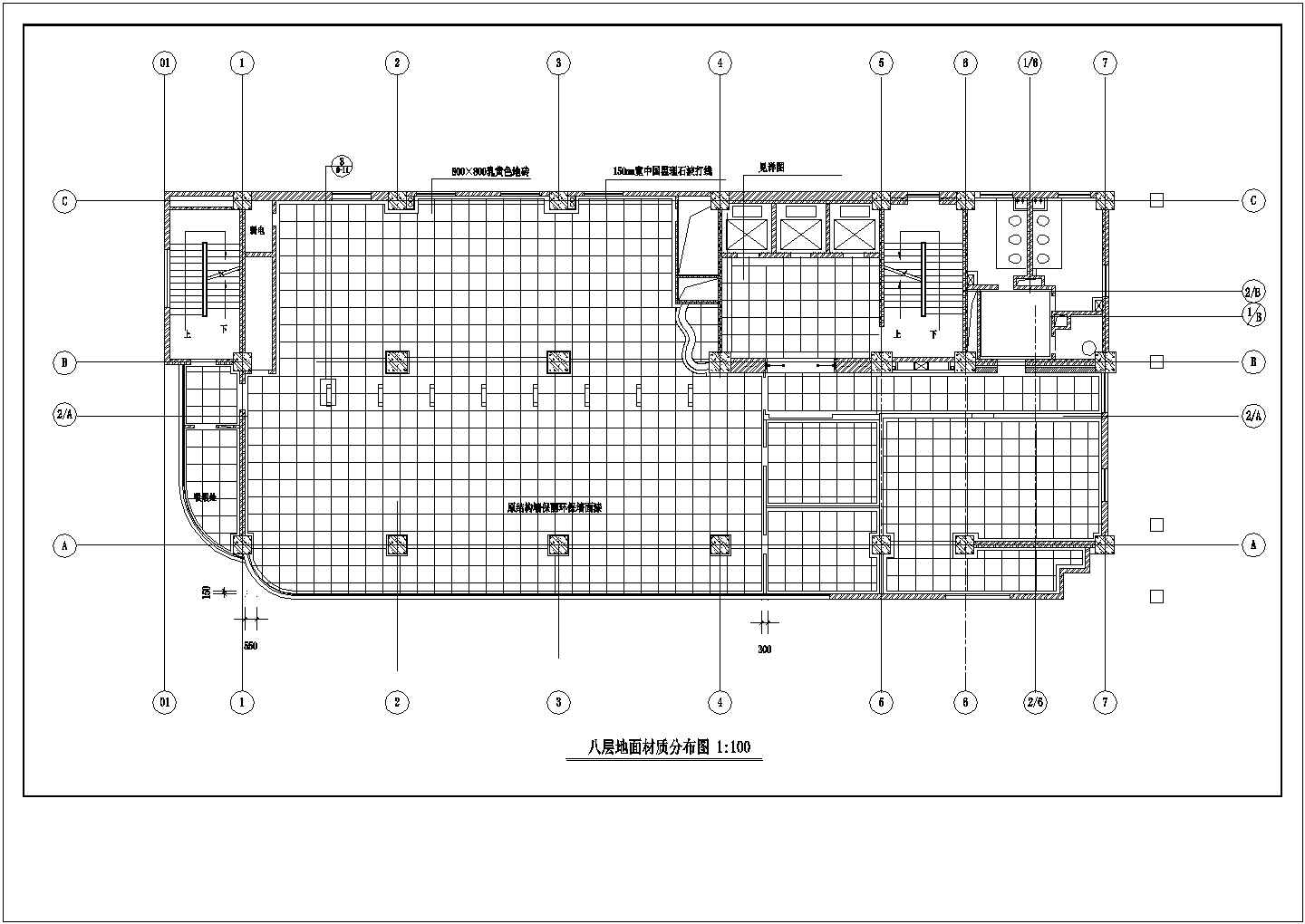 某地区的八层办公楼全套CAD设计施工图纸