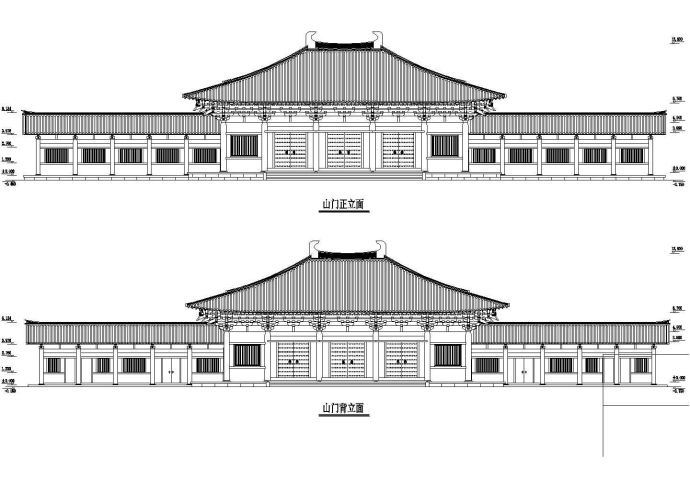 杭州某旅游区山门建筑设计CAD施工图_图1