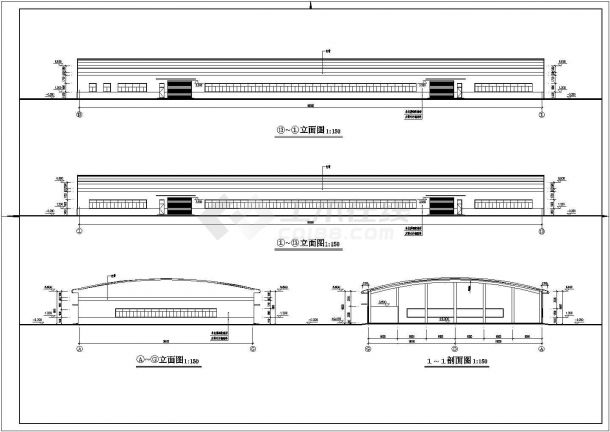 江苏某地区工业厂房车间建筑设计CAD图-图二