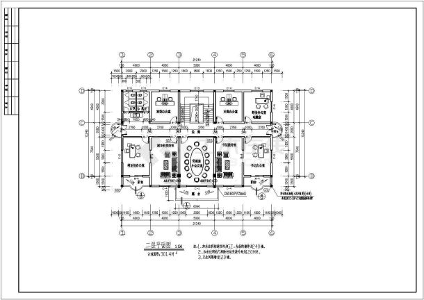 某乡村三层办公楼CAD建筑设计图-图二