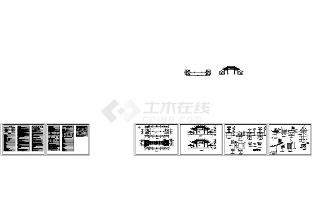 仿古大门建筑结构全套图纸（带门卫室）-图一