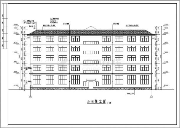 江苏某地区学校办公楼建筑设计CAD施工图-图二