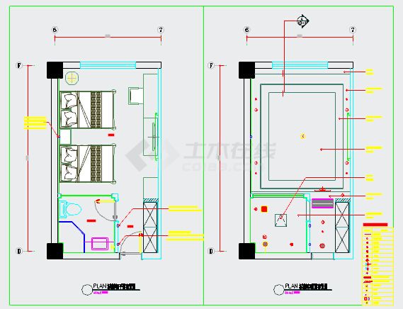 小型现代新中式风格宾馆客房室内装修施工图（含效果图）-图一