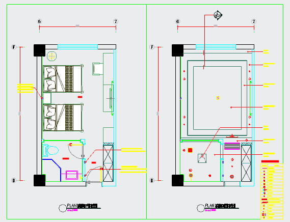 小型现代新中式风格宾馆客房室内装修施工图（含效果图）_图1
