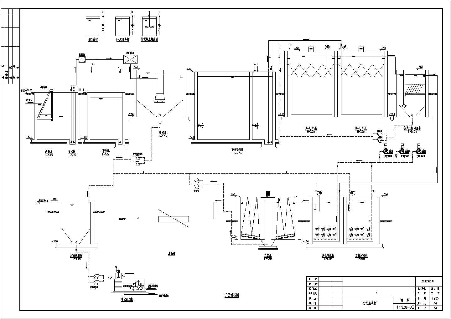某啤酒厂3000方UASB活性污泥施工图