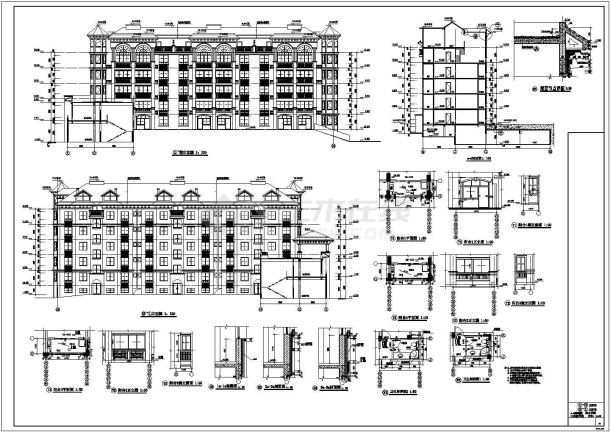 高档欧式风格住宅小区住宅楼建筑施工图-图二