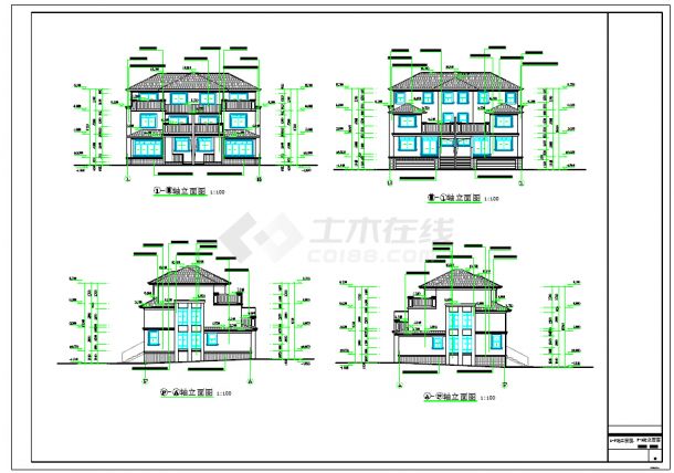 三层框架结构度假别墅建筑设计施工图-图一