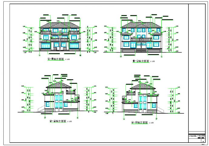 三层框架结构度假别墅建筑设计施工图_图1