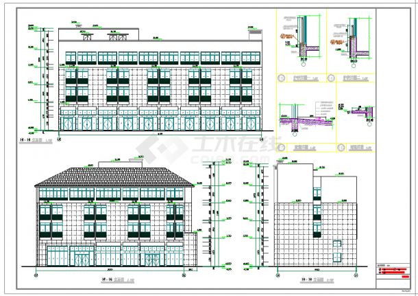 四层框架结构旅馆建筑设计施工图纸-图一
