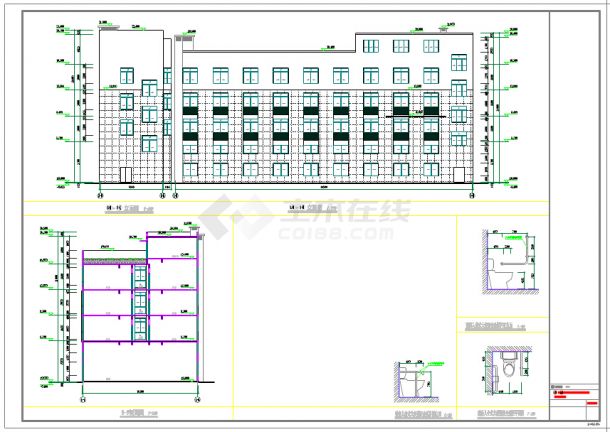 四层框架结构旅馆建筑设计施工图纸-图二
