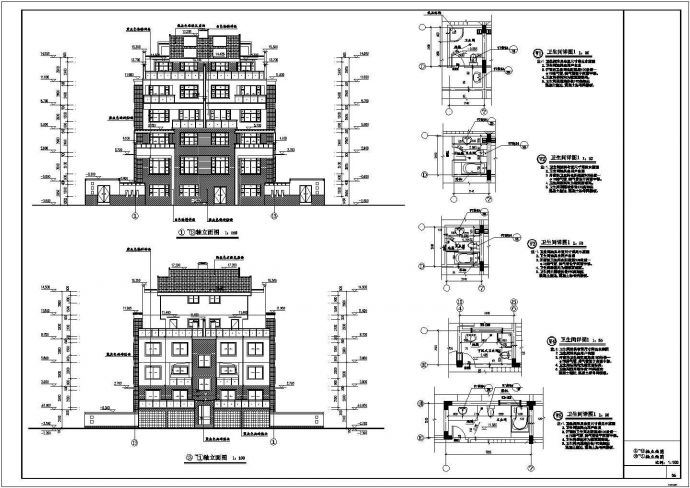 经典中式双拼排屋建筑设计施工图纸_图1