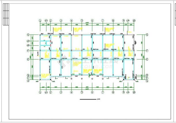 五层框架办公楼建筑结构设计cad施工图-图一