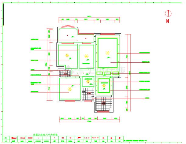 117㎡现代简约风格三室一厅CAD施工图-图二