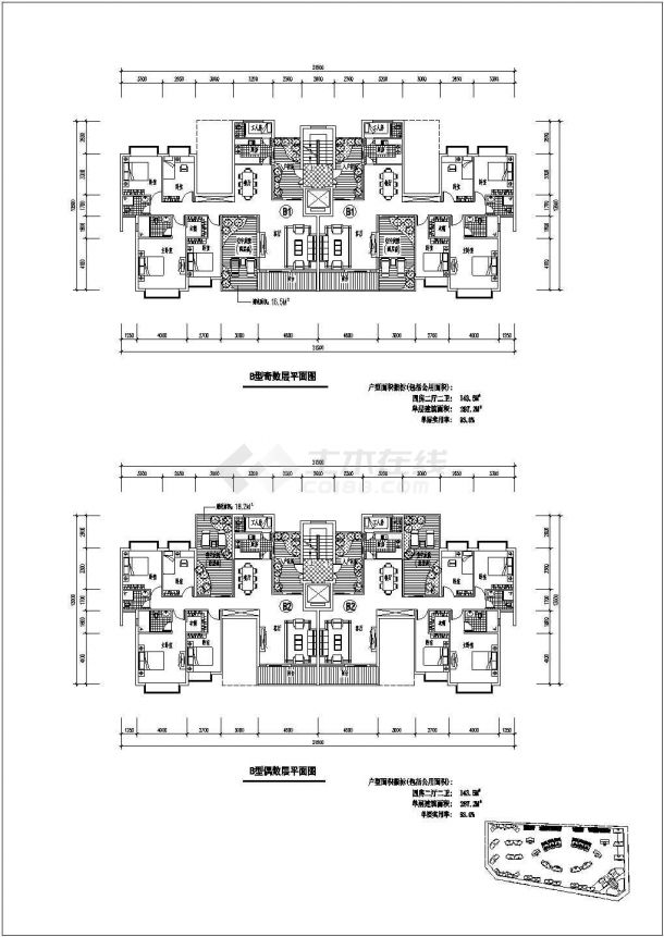 江苏某地区家庭小别墅建筑设计CAD平面图-图二