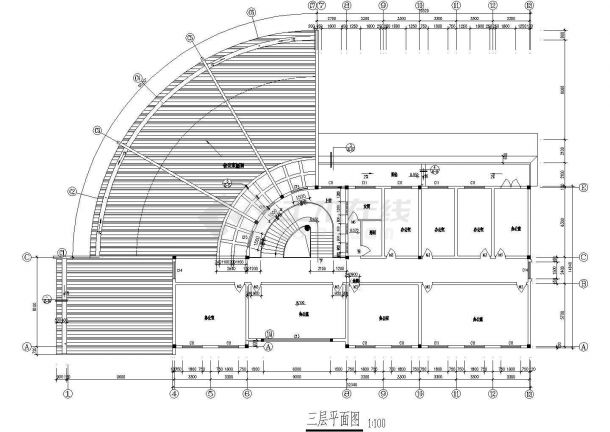 上海某地区公司多层管理用房建筑设计CAD施工图-图二