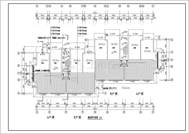 某地区2号楼地暖设计CAD施工图-图二