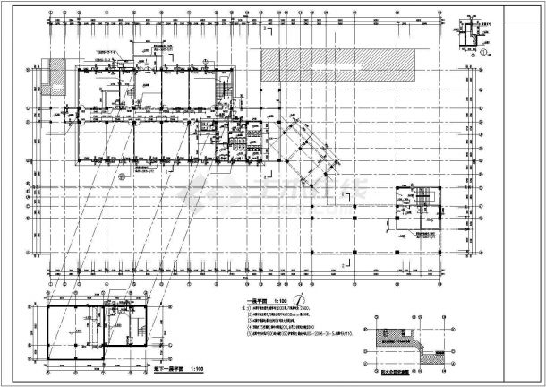 【江苏】六层中学教学楼建筑设计施工图-图一