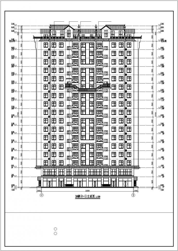 十七层中式风格住宅楼及单体建筑设计施工图_图1