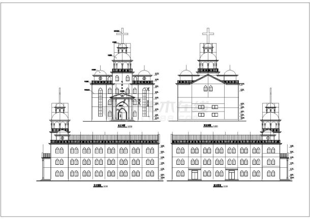 某三层教堂建筑CAD设计施工图纸-图一