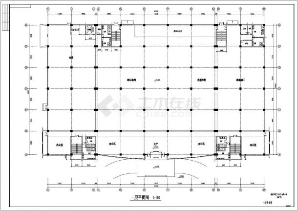 【江苏】3层现代风格科技厂区建筑设计施工图（含效果图）-图一