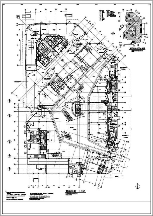 【北京】5层现代风格商业广场平面图设计方案-图一