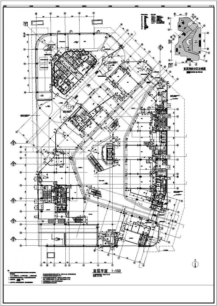 【北京】5层现代风格商业广场平面图设计方案_图1