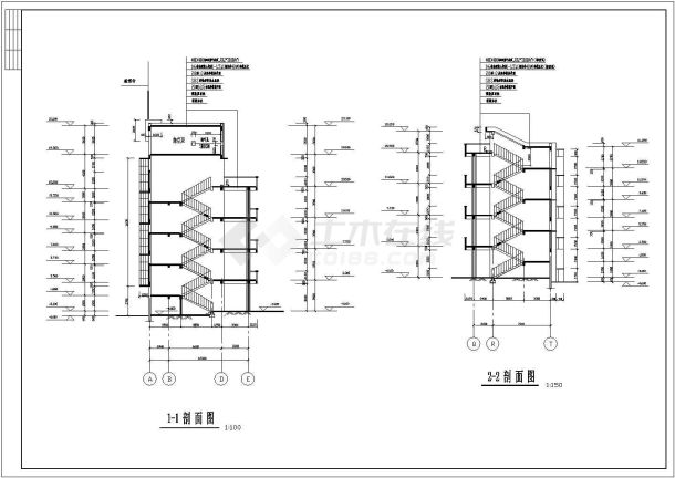 某四层中学全套建筑结构施工设计图-图一