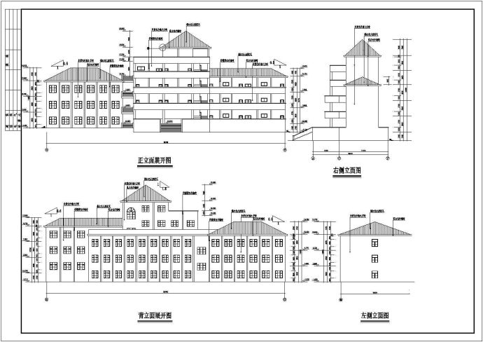 某三层局部五层教学楼建筑设计方案图_图1