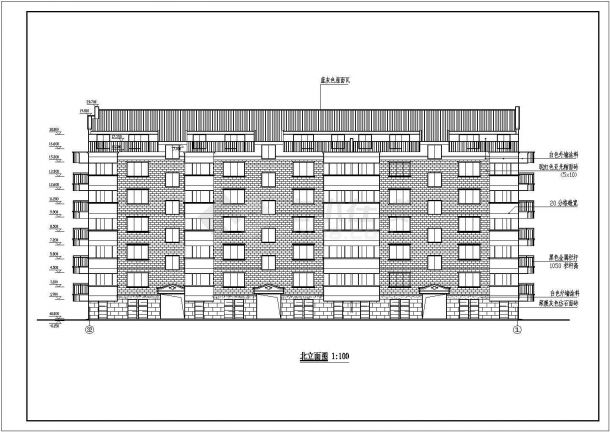 天花小区住宅楼六层住宅CAD建筑全套图-图二