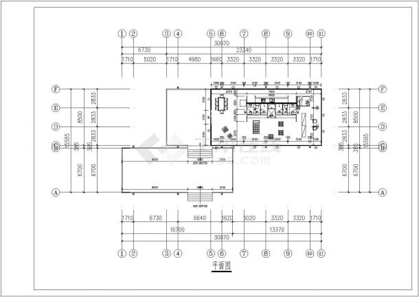 四川某地区多层办公楼建筑设计CAD方案图纸-图二