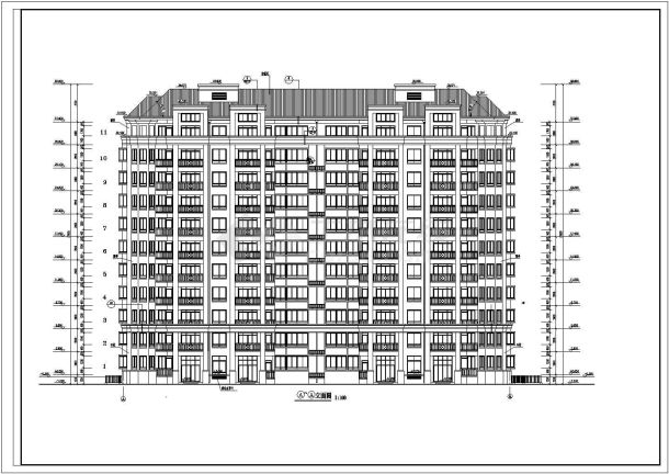 某地区小高层住宅楼cad设计施工图-图一