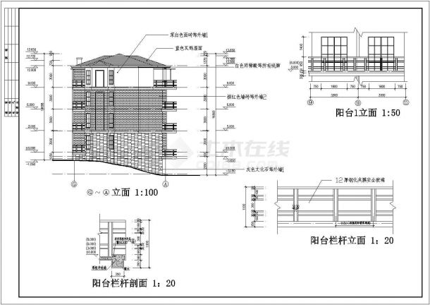 湖北省某地区小型公寓全套建筑图纸-图二