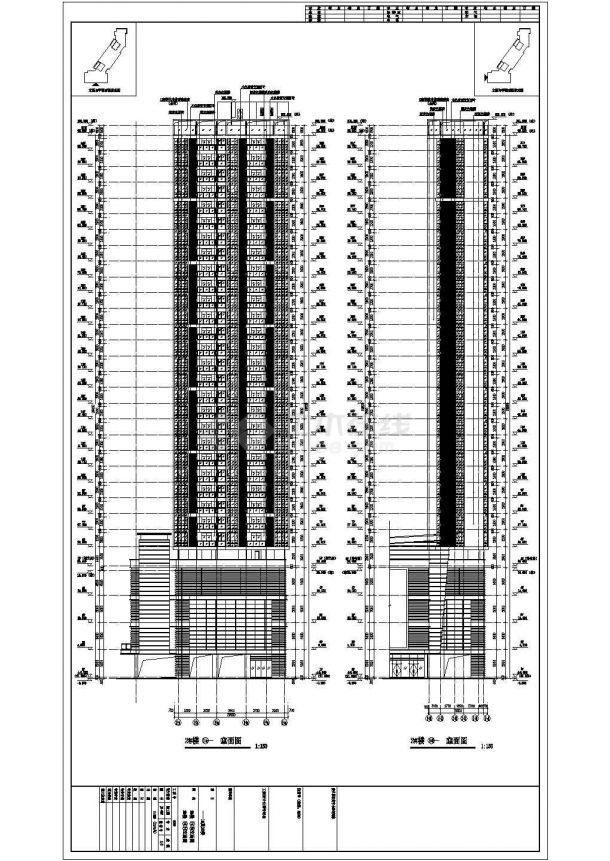 南昌某四十层超高层办公楼建筑施工图CAD-图一