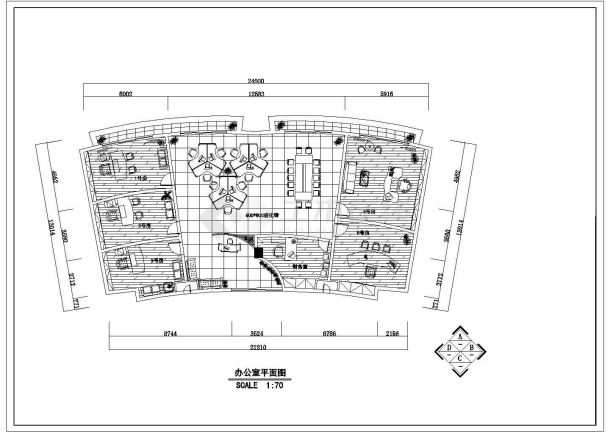 某地区弧形办公楼装修设计CAD施工图-图二