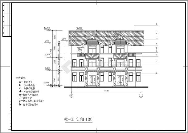 某三层双拼别墅建筑设计图（15.6米*11.8）-图一