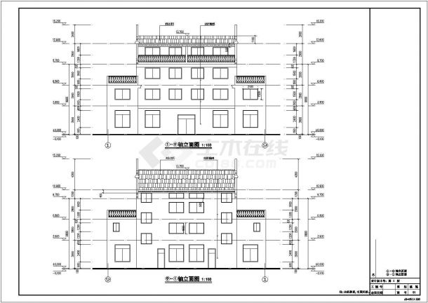 三层半欧式风格砖混别墅建筑设计施工图-图一