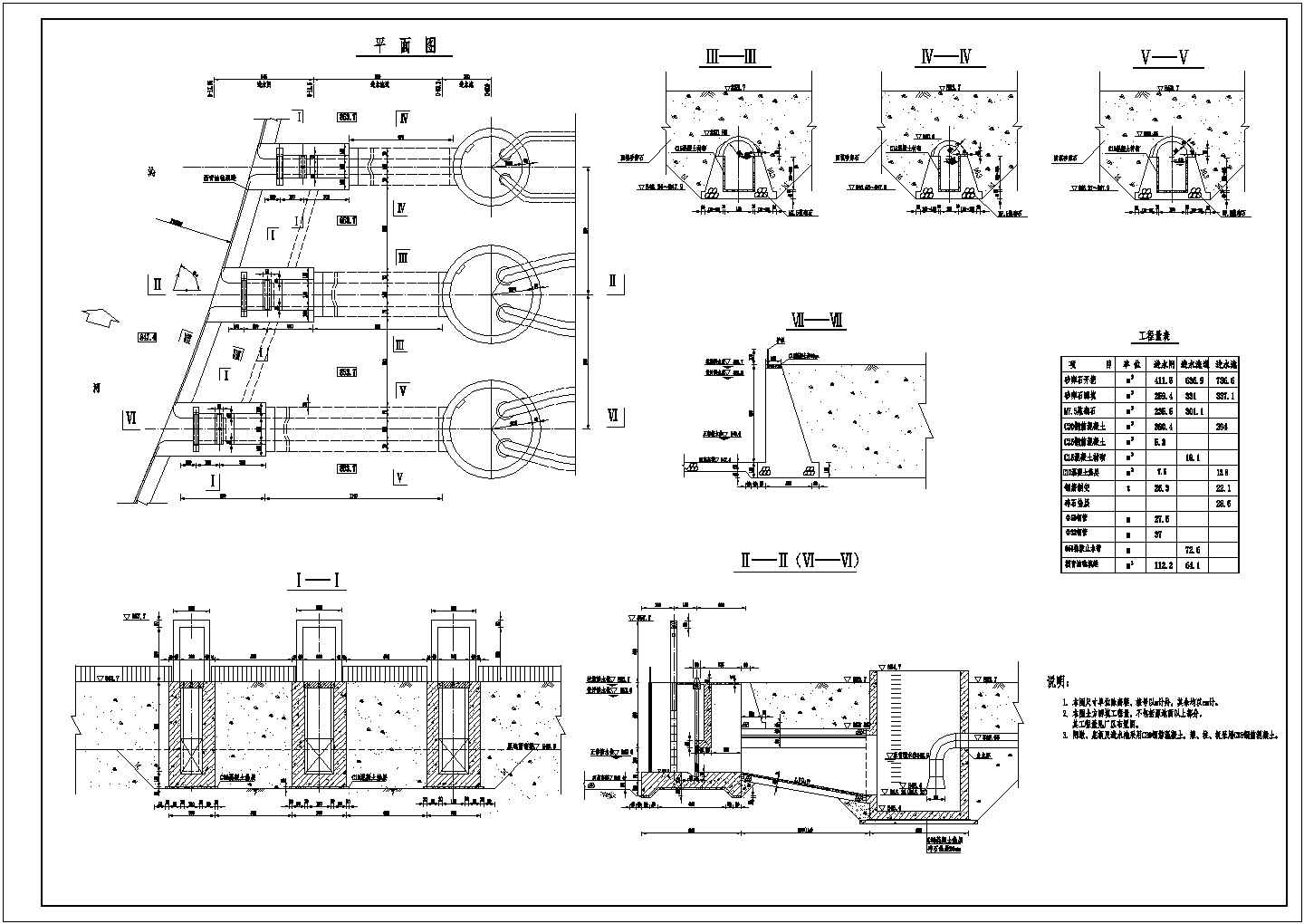 前池施工结构CAD图纸设计