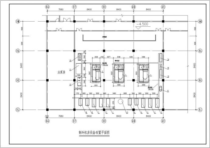 上海某地区制冷机房暖通空调设计CAD施工图_图1