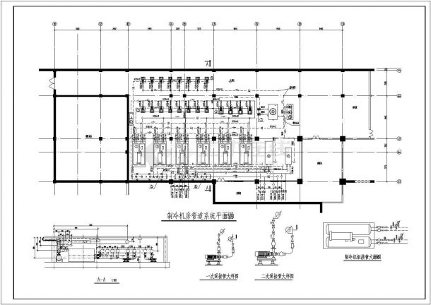 江苏某地区商场制冷机房设计CAD施工图纸-图二