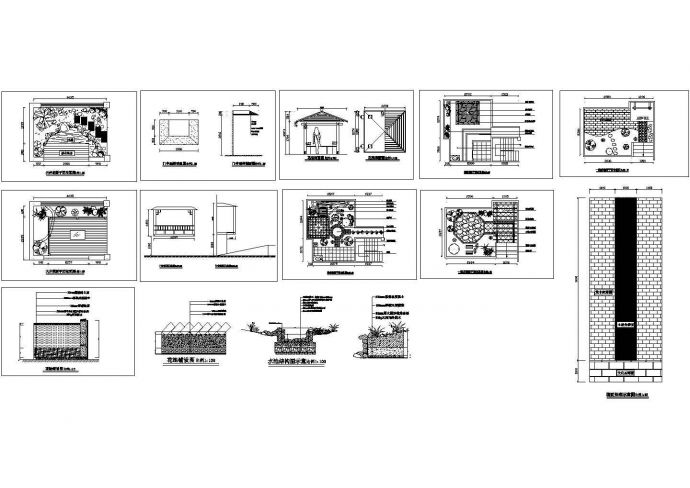 屋顶花园及庭院景观全套建筑cad图，共十四张_图1