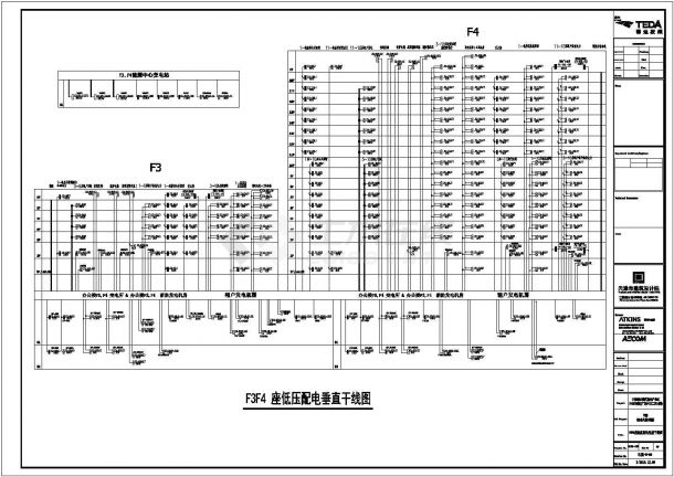 天津某综合商业广场电气干线图-图一