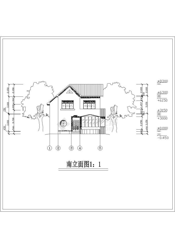 某地区二层家庭住宅别墅建筑设计施工图-图二
