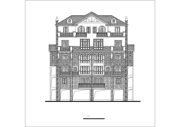 欧式叠拼别墅建筑设计施工图（含效果图）-图二