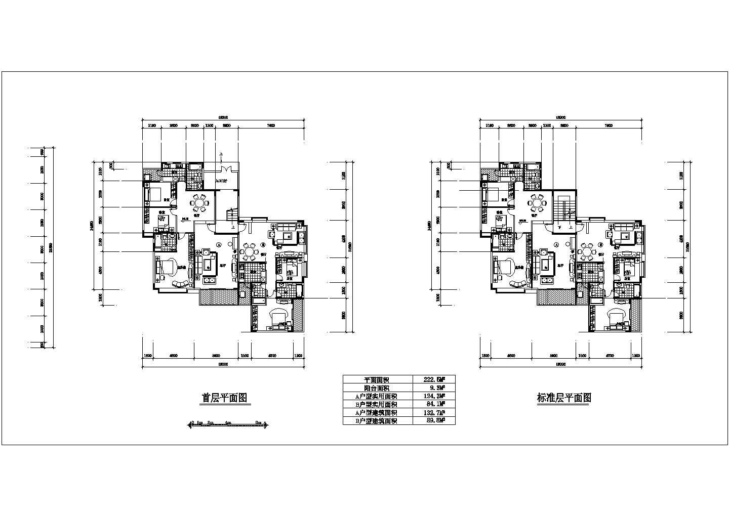 某地区跃层式住宅楼建筑设计平面图