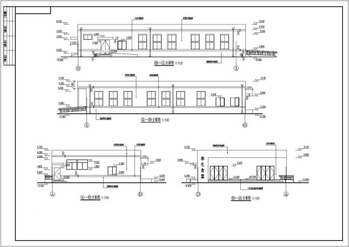 安徽省某城镇教学区两层教学楼建筑图_图1