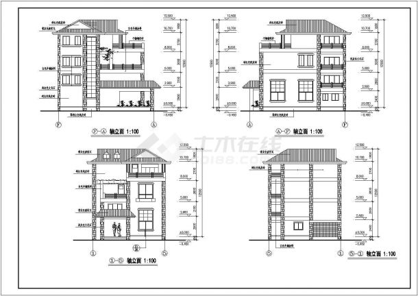 现代风格三层别墅建筑设计及施工图（含效果图）-图一