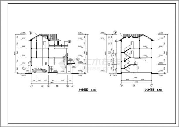 现代风格三层别墅建筑设计及施工图（含效果图）-图二