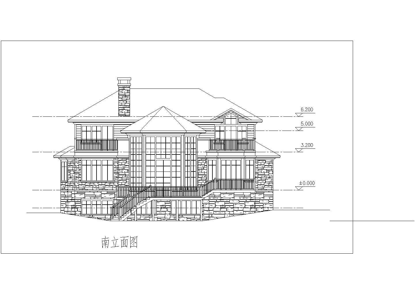 [新农村]2层半400平乡村别墅建筑施工图