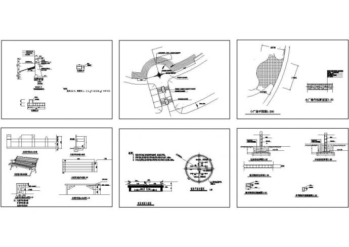 园林施工建筑设计cad图，共六张_图1